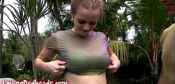  Amateur redhead in outdoor casting